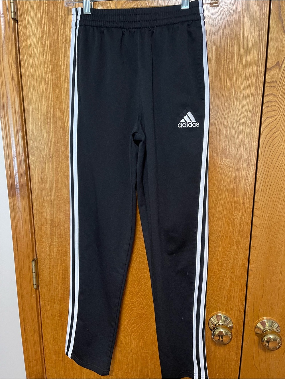 adidas Black Joggers with White Side Stripes - Kids